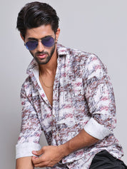 Purple Printed Party Shirt for Men - SF_9021Purple_S