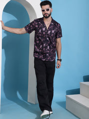 Purple Printed Party Shirt for Men - SF_940Purple_S