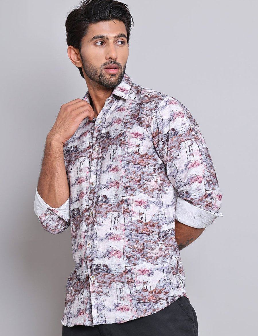 Purple Printed Party Shirt for Men - SF_9021Purple_S
