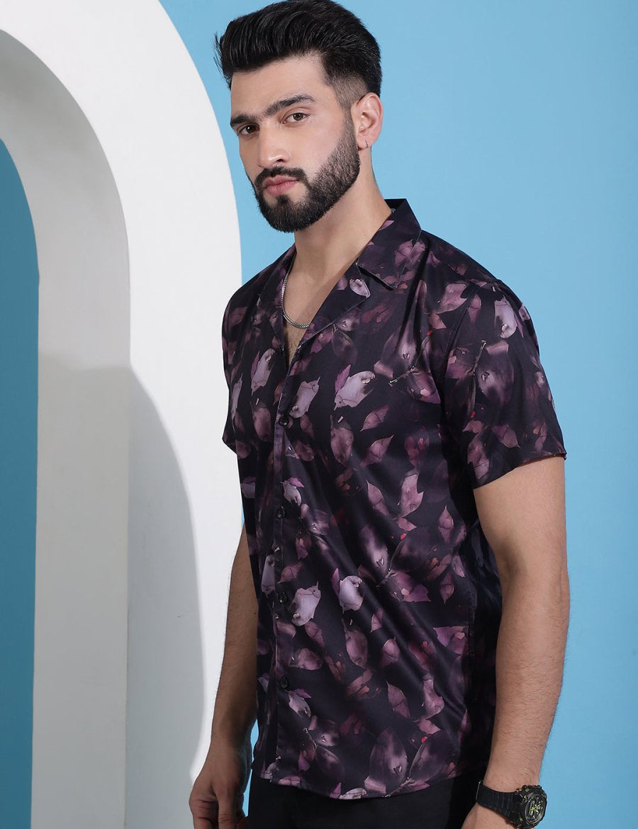 Purple Printed Party Shirt for Men - SF_940Purple_S