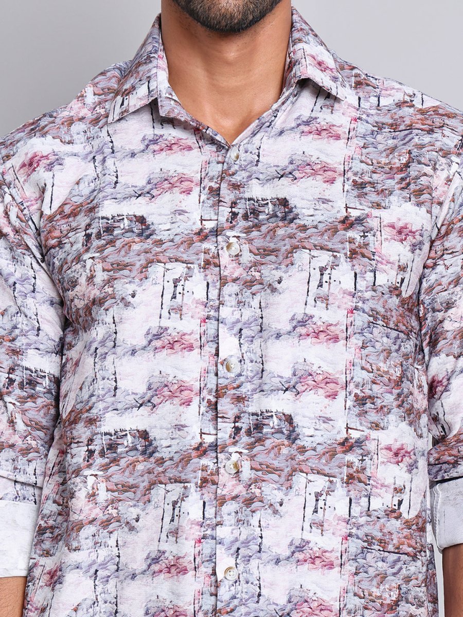 Purple Printed Party Shirt for Men - SF_9021Purple_S