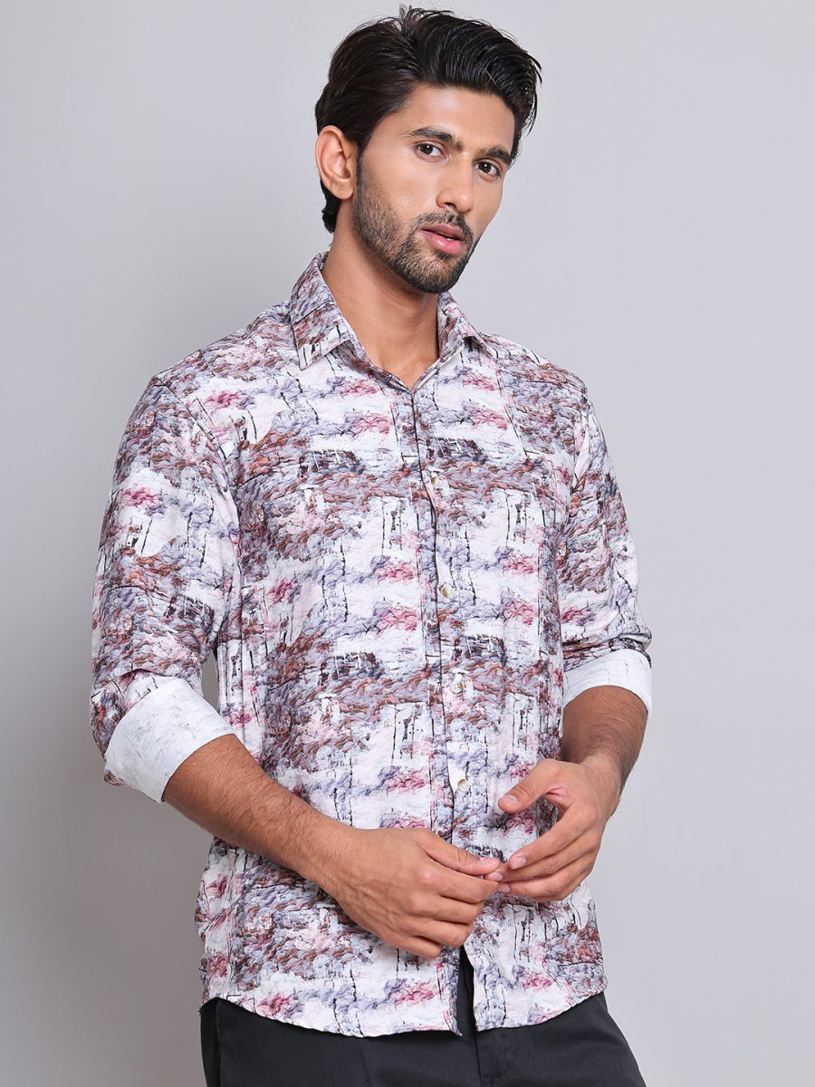 Purple Printed Party Shirt for Men - SF_9021Purple_S