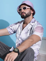 Purple Printed Party Shirt for Men - SF_940Light-Purple_S