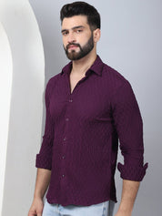 Purple Self Design Cotton Formal Shirt for Men - SF_928Purple_S
