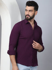 Purple Self Design Cotton Formal Shirt for Men - SF_928Purple_S