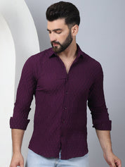 Purple Self Design Cotton Formal Shirt for Men - SF_928Purple_S