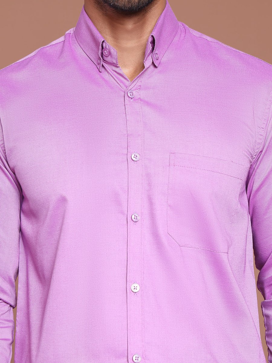 Purple Solid Cotton Formal Shirt for Men - SF_9042Purple_S