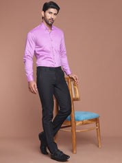 Purple Solid Cotton Formal Shirt for Men - SF_9042Purple_S
