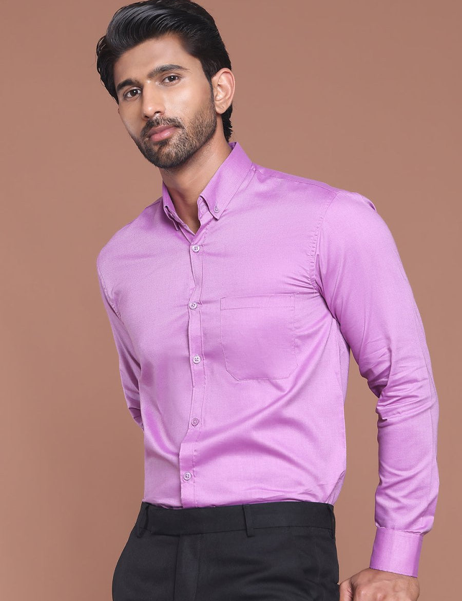 Purple Solid Cotton Formal Shirt for Men - SF_9042Purple_S
