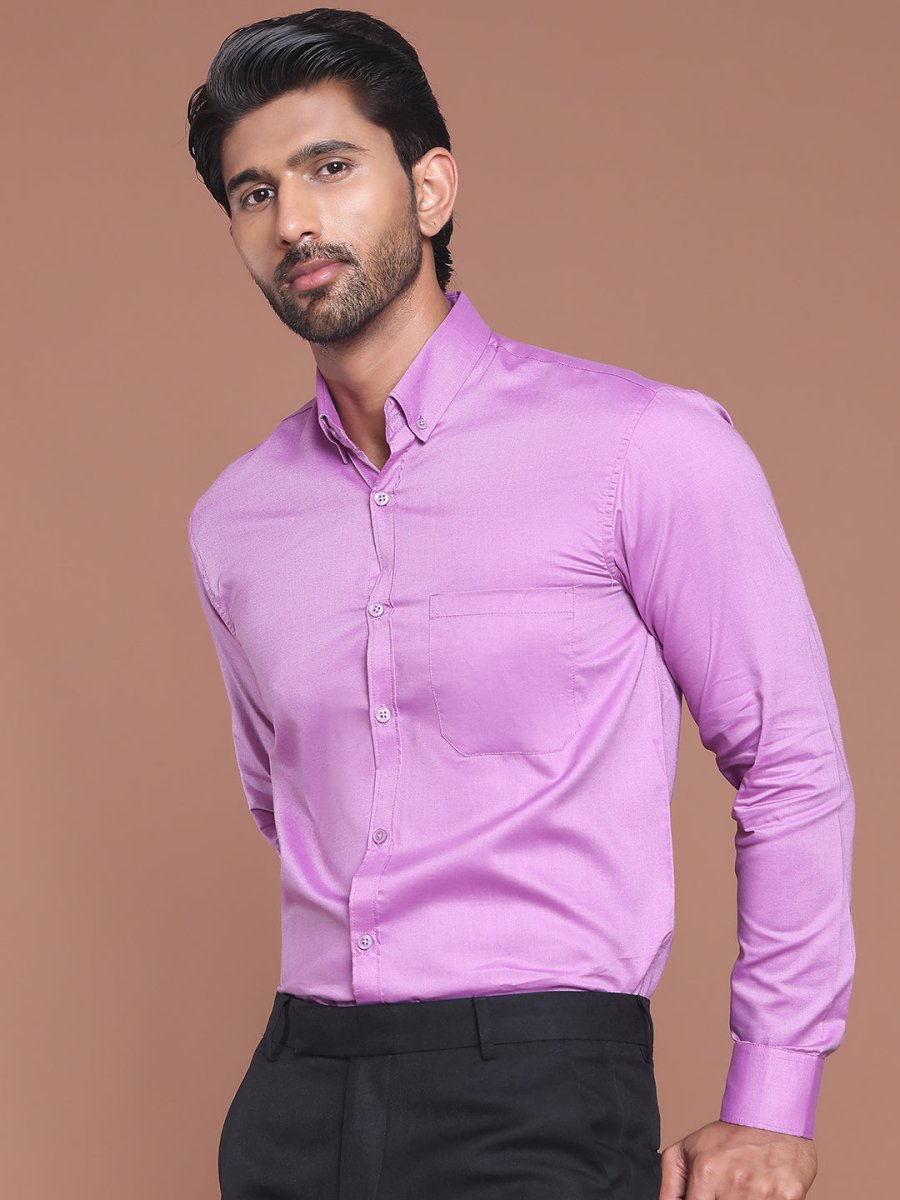Purple Solid Cotton Formal Shirt for Men - SF_9042Purple_S
