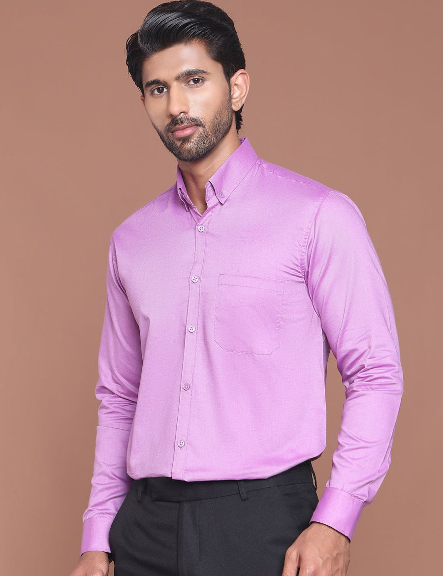 Purple Solid Cotton Formal Shirt for Men - SF_9042Purple_S