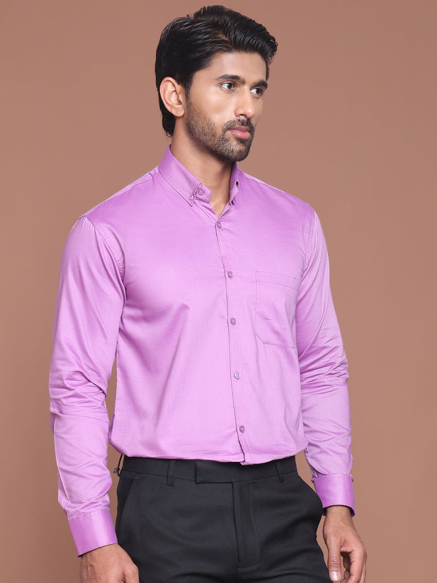 Purple Solid Cotton Formal Shirt for Men - SF_9042Purple_S