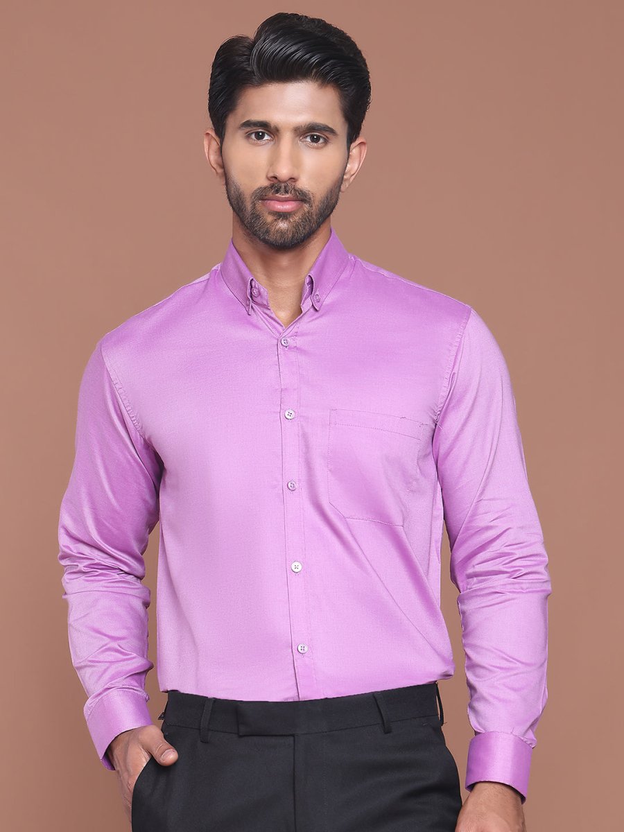 Purple Solid Cotton Formal Shirt for Men - SF_9042Purple_S