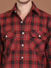 Red Checked Cotton Shirt for Men - SF_9030Red_S