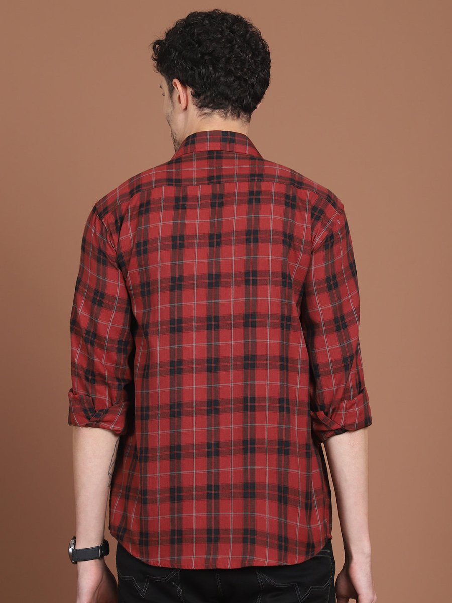 Red Checked Cotton Shirt for Men - SF_9030Red_S