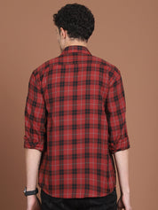 Red Checked Cotton Shirt for Men - SF_9030Red_S