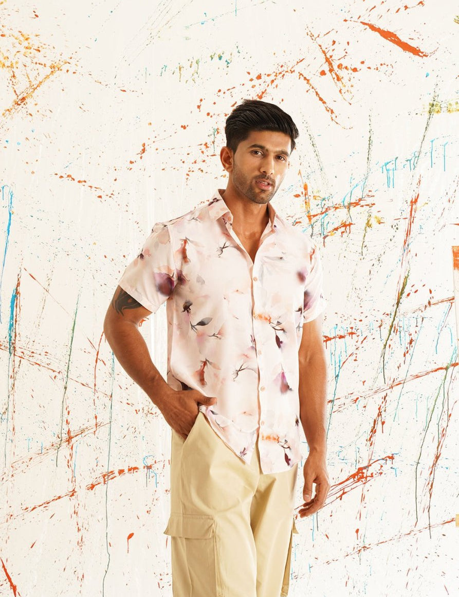 Red Printed Party Shirt for Men - SF_934Orange_S
