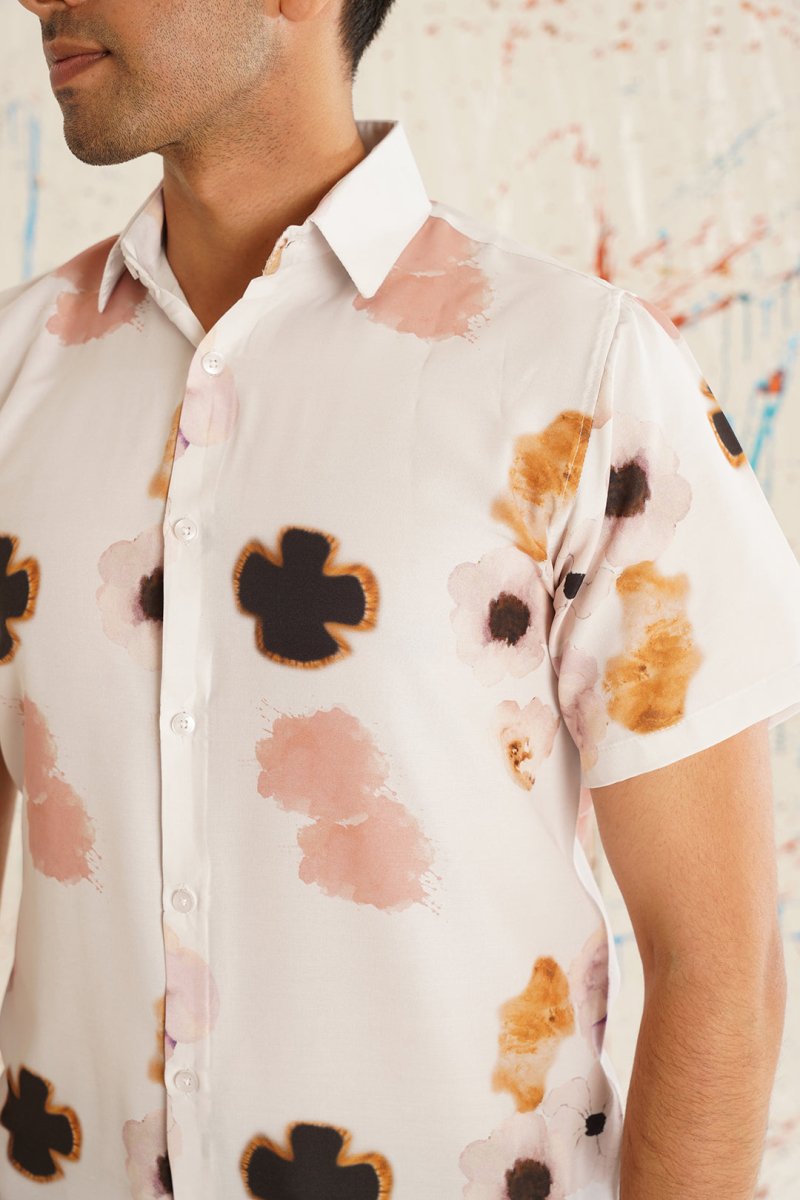 Red Printed Party Shirt for Men - SF_934Peach_S