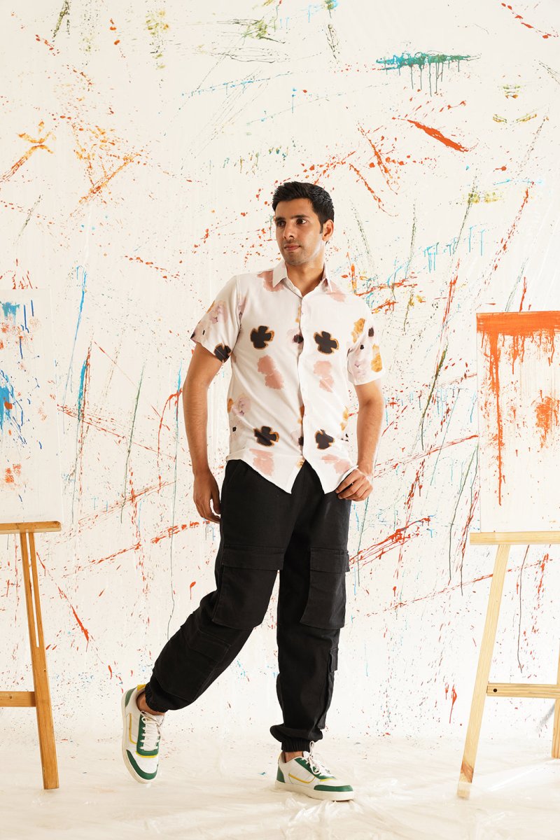 Red Printed Party Shirt for Men - SF_934Peach_S