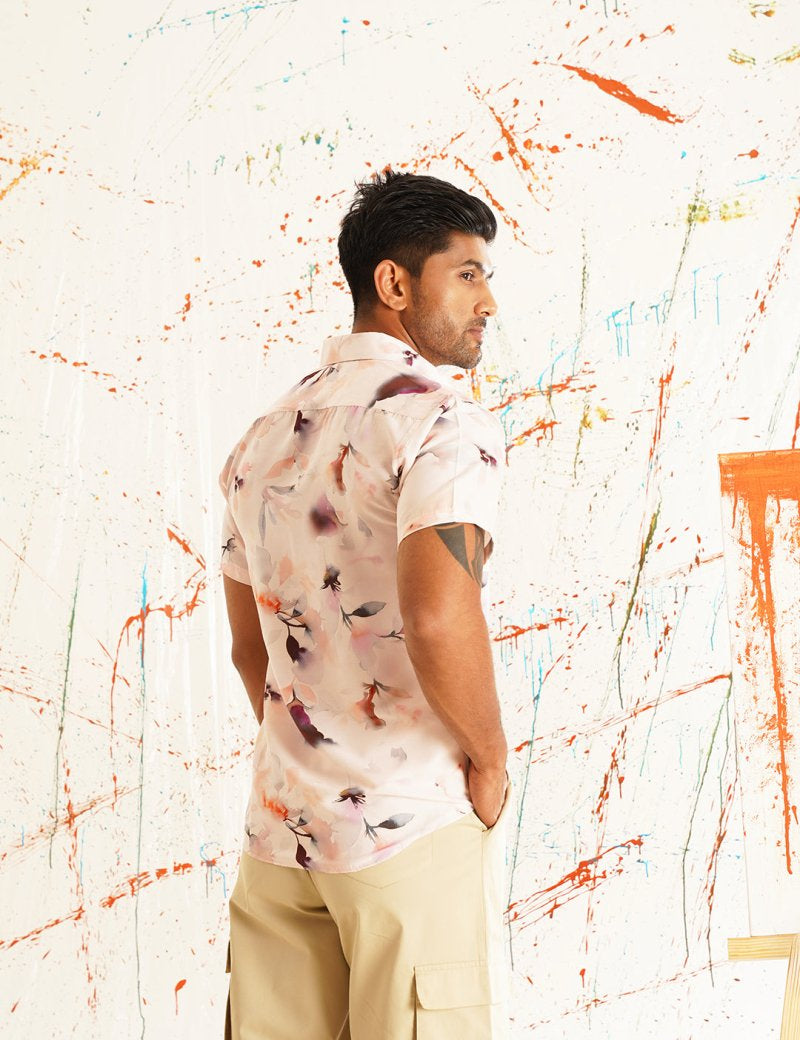 Red Printed Party Shirt for Men - SF_934Orange_S