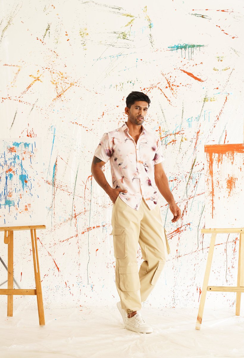 Red Printed Party Shirt for Men - SF_934Orange_S