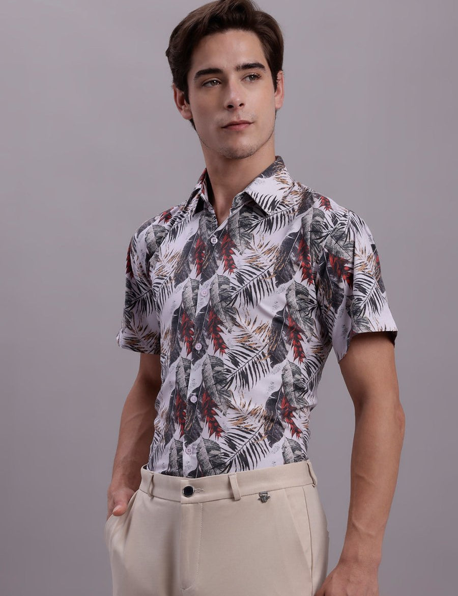 Red Printed Party Shirt for Men - SF_885Red_S