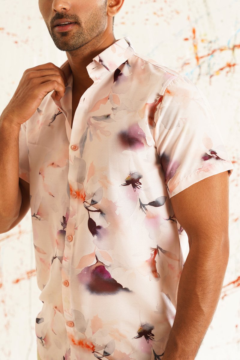 Red Printed Party Shirt for Men - SF_934Orange_S