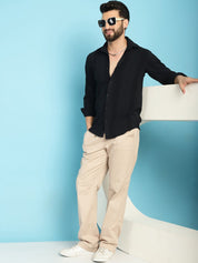 Self Design Casual Shirt for Mens - SF_929Black_S
