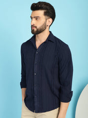 Self Design Casual Shirt for Mens - SF_929Navy_S