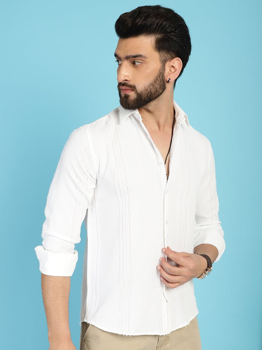 Self Design Casual Shirt for Mens - SF_929White_S