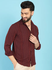 Self Design Casual Shirt for Mens - SF_929Brown_S