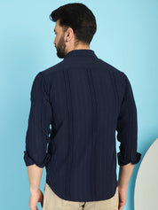 Self Design Casual Shirt for Mens - SF_929Navy_S
