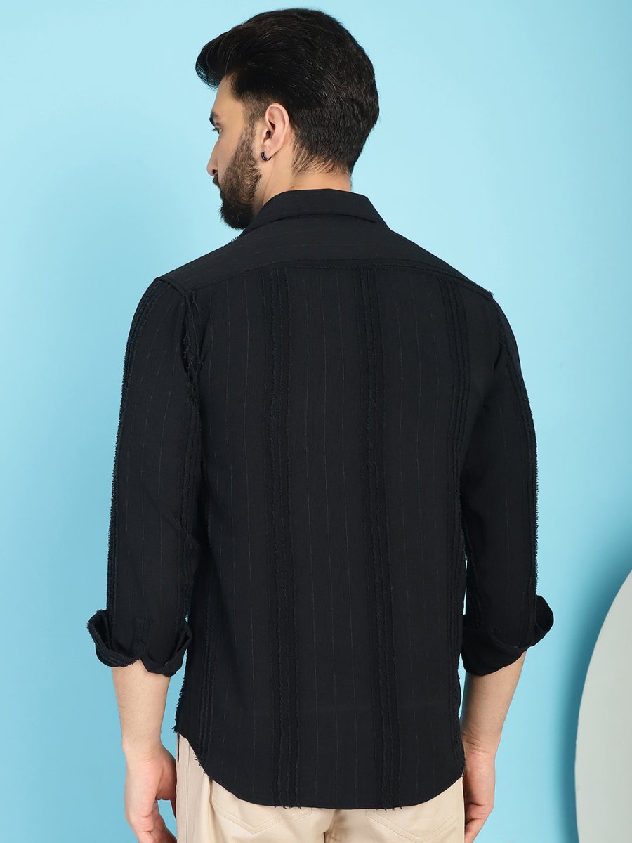 Self Design Casual Shirt for Mens - SF_929Black_S