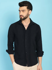 Self Design Casual Shirt for Mens - SF_929Black_S