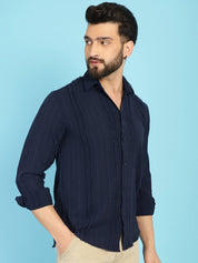 Self Design Casual Shirt for Mens - SF_929Navy_S