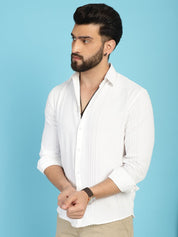 Self Design Casual Shirt for Mens - SF_929White_S