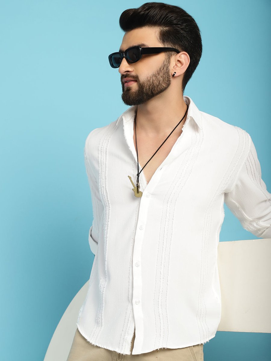 Self Design Casual Shirt for Mens - SF_929White_S