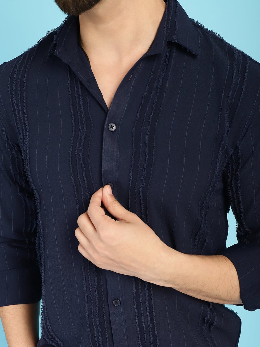 Self Design Casual Shirt for Mens - SF_929Navy_S