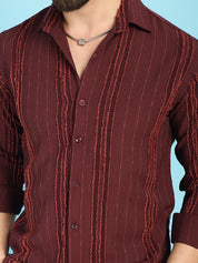 Self Design Casual Shirt for Mens - SF_929Brown_S
