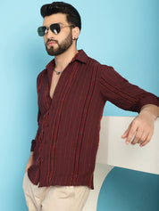 Self Design Casual Shirt for Mens - SF_929Brown_S