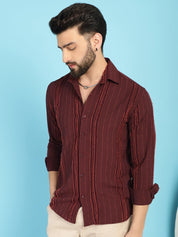 Self Design Casual Shirt for Mens - SF_929Brown_S