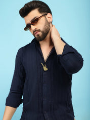 Self Design Casual Shirt for Mens - SF_929Navy_S