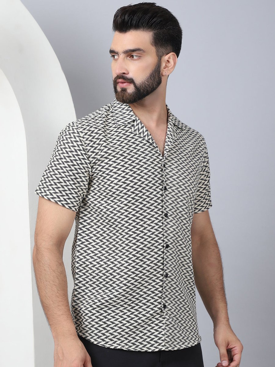 Self Design Cotton Casual Shirt for Men - SF_965Black_S