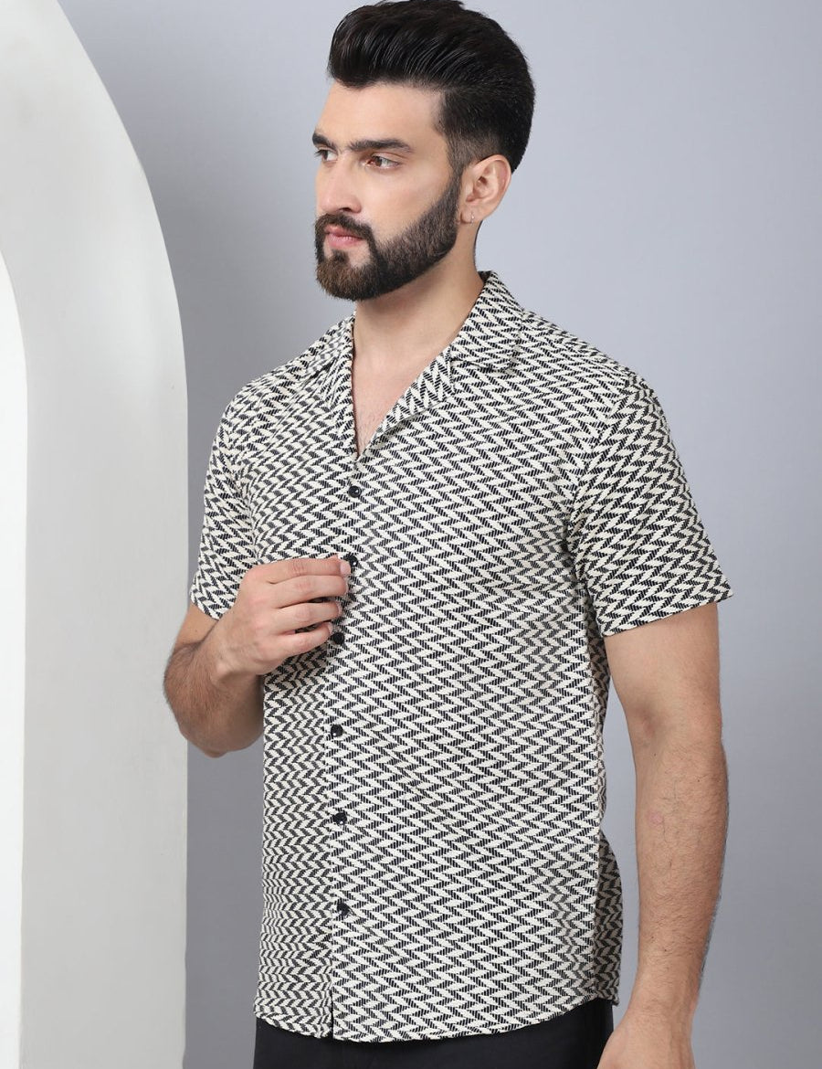 Self Design Cotton Casual Shirt for Men - SF_965Black_S