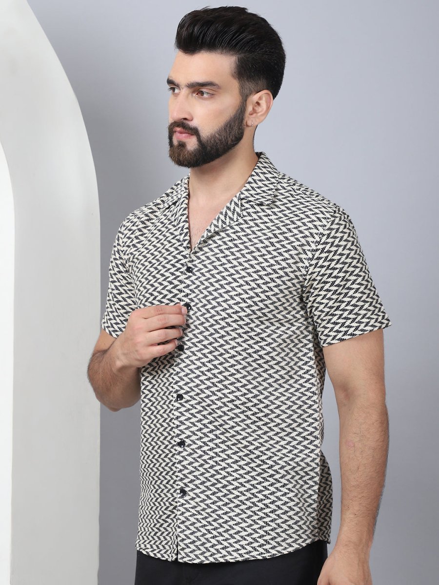 Self Design Cotton Casual Shirt for Men - SF_965Black_S