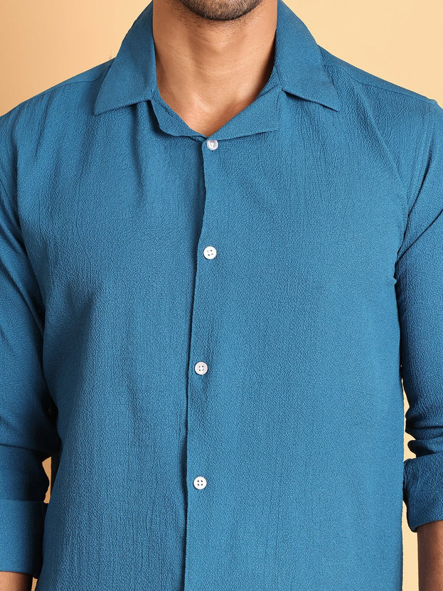 Self Design Cotton Formal Shirt for Men - SF_904Peacock_S