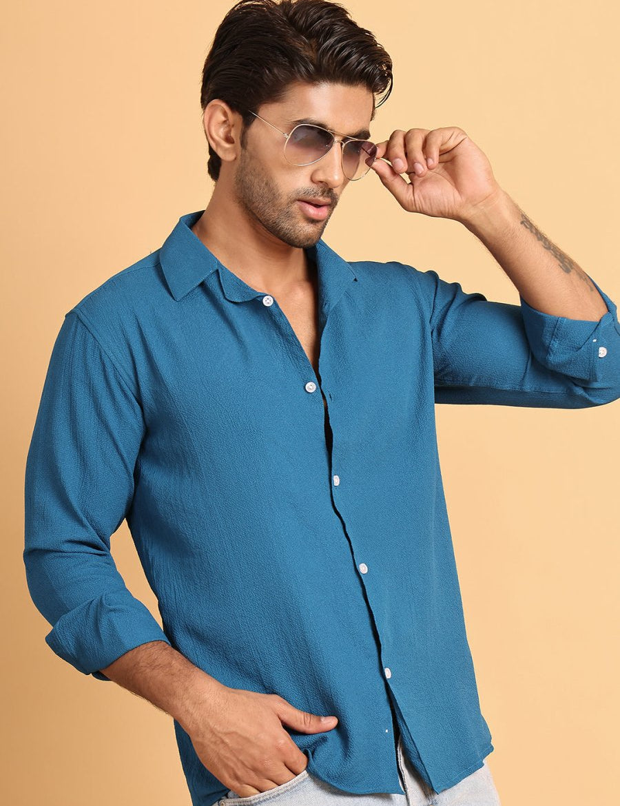 Self Design Cotton Formal Shirt for Men - SF_904Peacock_S