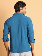 Self Design Cotton Formal Shirt for Men - SF_904Peacock_S