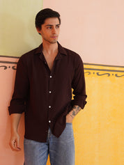 Self Design Cotton Formal Shirt for Men - SF_904Coffee_S