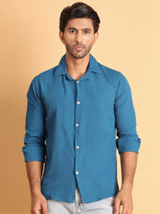 Self Design Cotton Formal Shirt for Men - SF_904Peacock_S